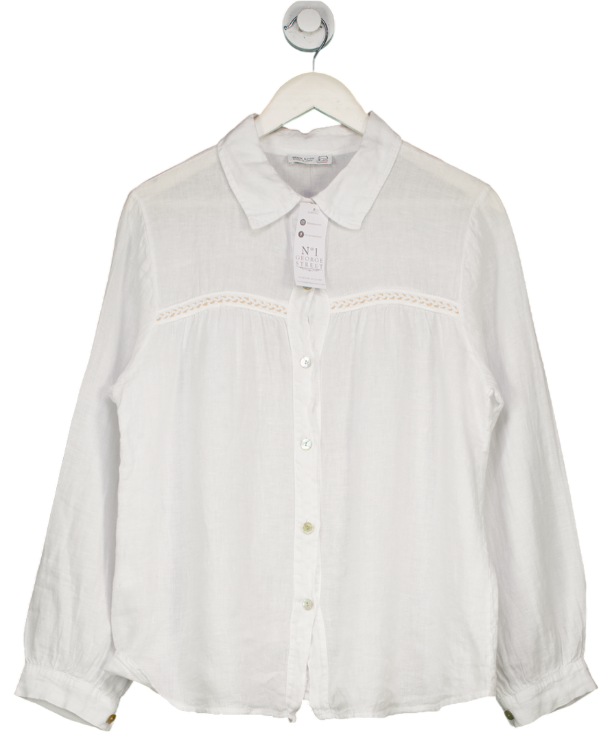 No1 George Street White Carmen Linen Blouse UK S/M