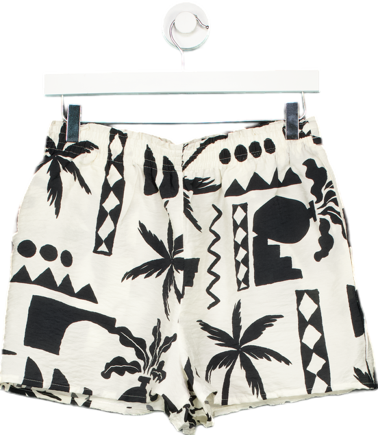 New Look Black and White Patterned Shorts UK 10