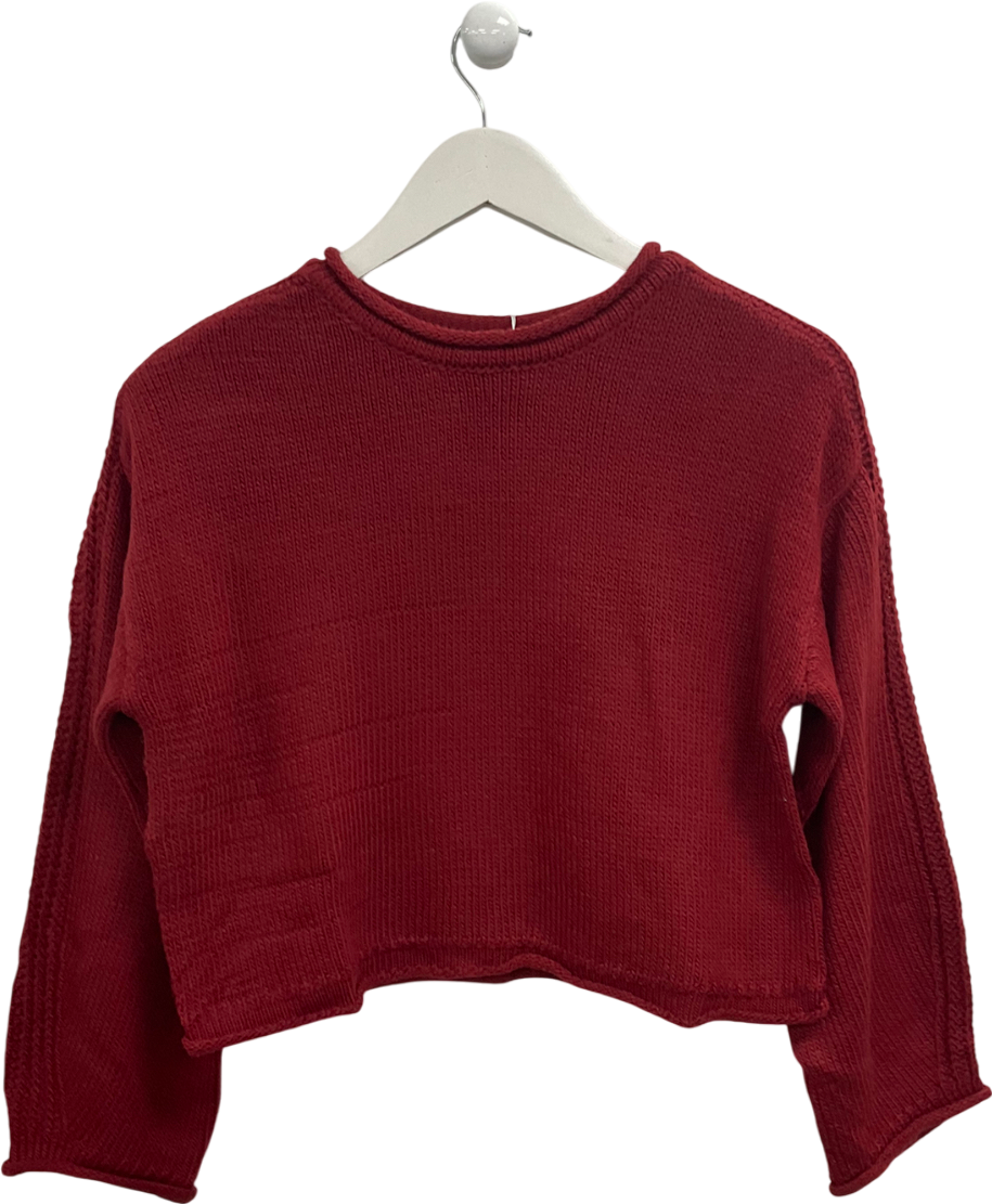 MANGO Red Cropped Knitted Sweater UK XS