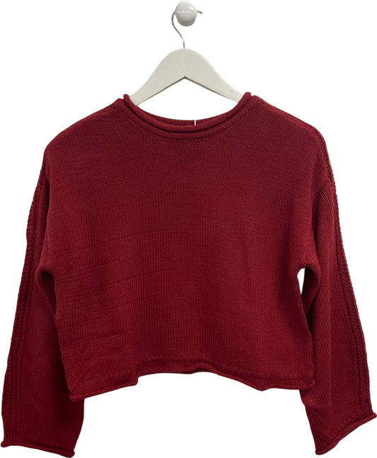 MANGO Red Cropped Knitted Sweater UK XS