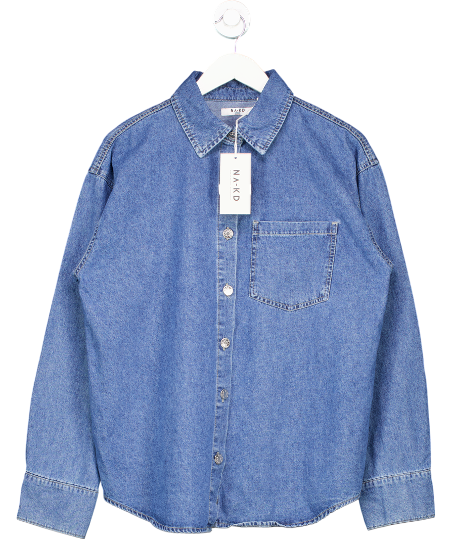 NA-KD Blue Denim Shirt UK 10
