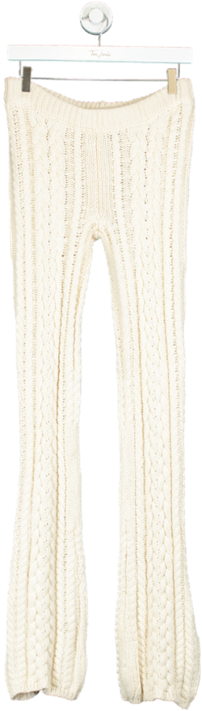 Lioness Cream Cable Knit Trousers UK M
