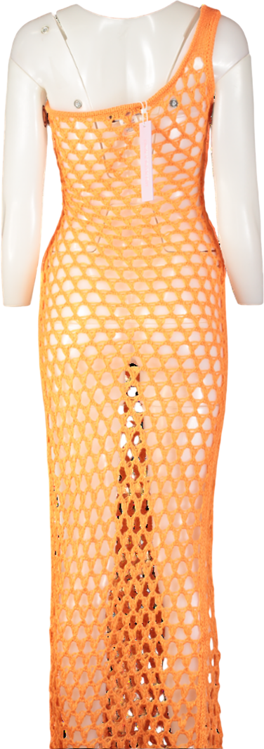 WHITE FOX Orange In My Feelings Crochet Maxi Dress UK XS/S