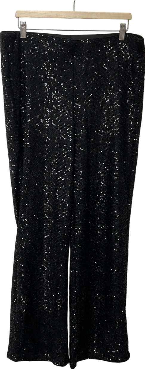 H&M Black Sequined Trousers UK XL