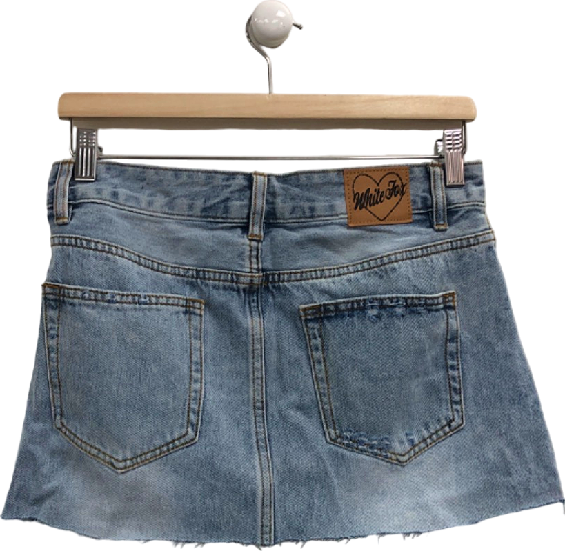 White Fox Blue Denim Mini Skirt UK S