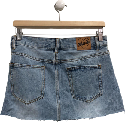 White Fox Blue Denim Mini Skirt UK S