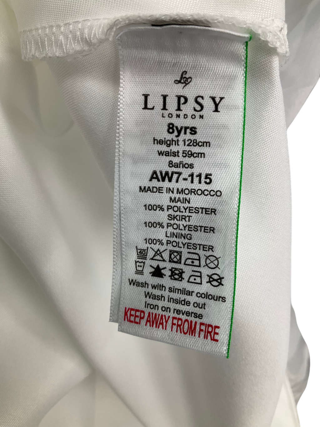 lipsy london White Puff Sleeve Pearl Detail  Bubble Hem Occasion Dress 8 Years