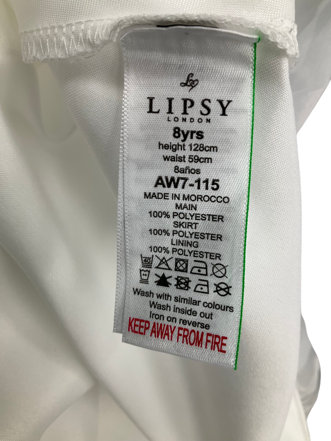 lipsy london White Puff Sleeve Pearl Detail  Bubble Hem Occasion Dress 8 Years