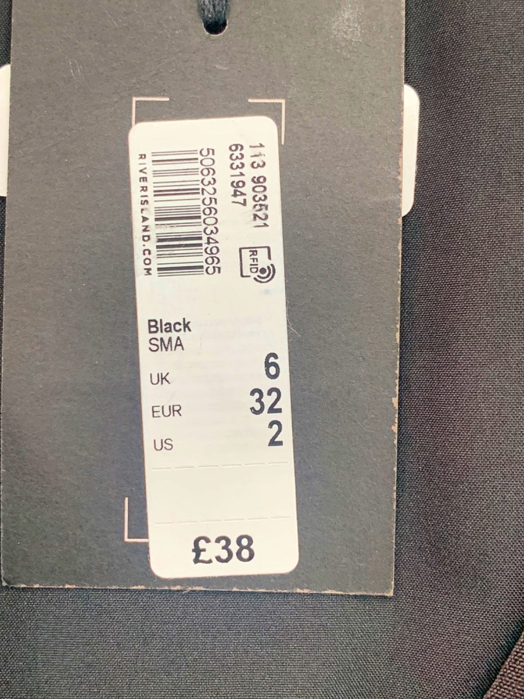 River Island Black Tailored Waistcoat UK 6