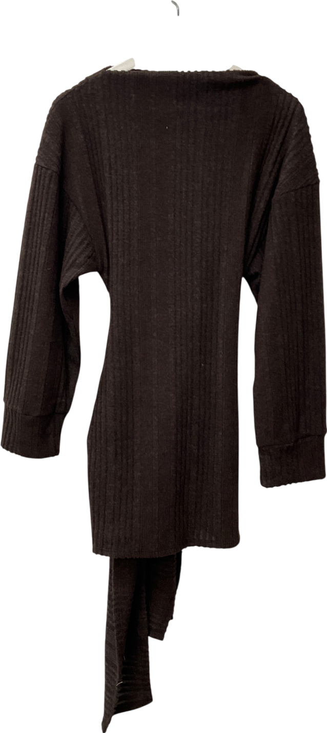 ASOS Brown Tie Waist Brushed Rib Mini Dress UK S