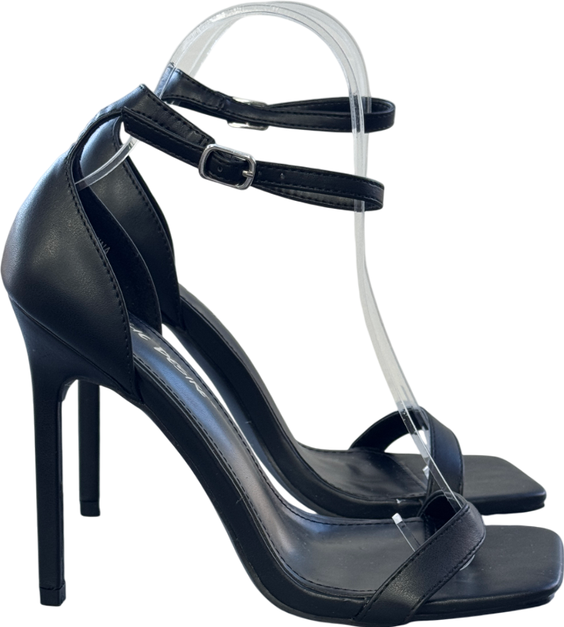Public Desire Black Barely There Heeled Sandals UK 4 EU 37