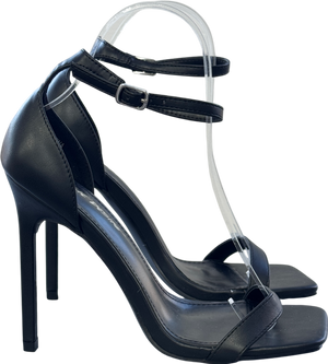 Public Desire Black Barely There Heeled Sandals UK 4 EU 37