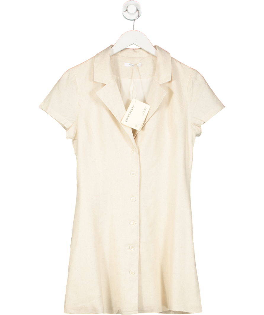 peppermayo Beige Russo Linen Mini Dress UK 8