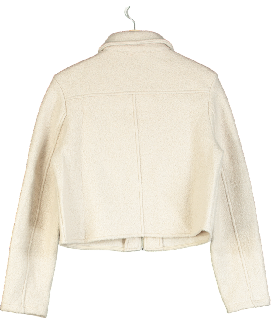 MANGO Beige Pocketed Wool-blend Jacket UK S