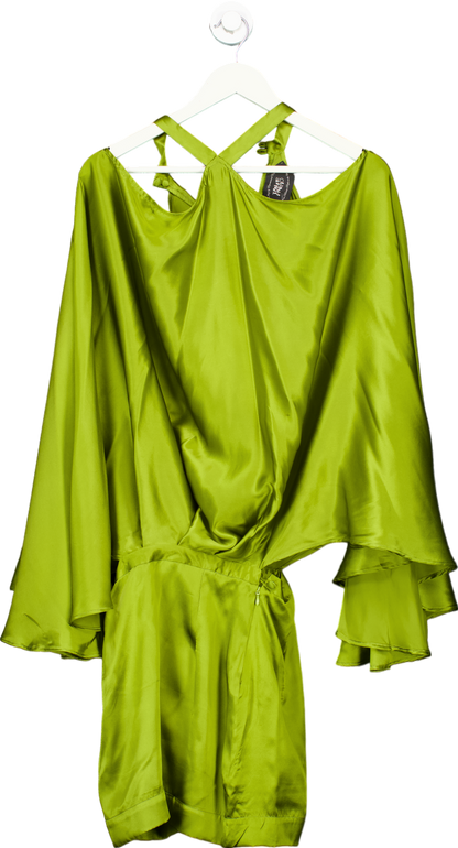 Taller Marmo Green Pure Silk Satin Kaftan Dress Size EU 40 UK 8