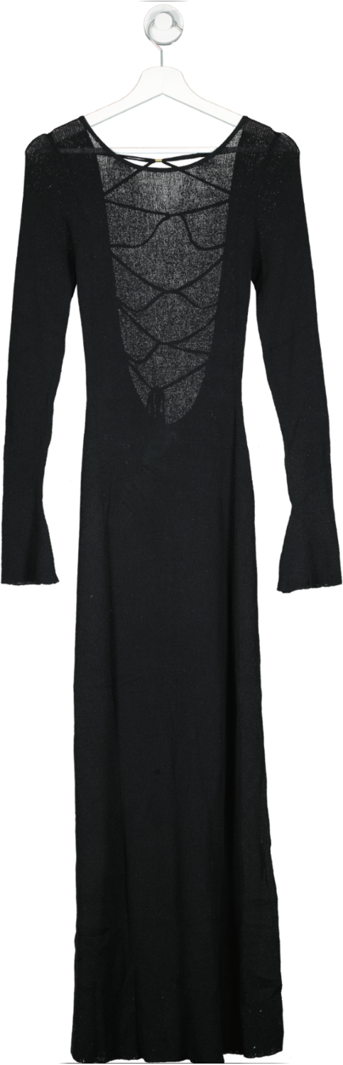 Meshki Black Talia Maxi Open Back Knit Dress UK M