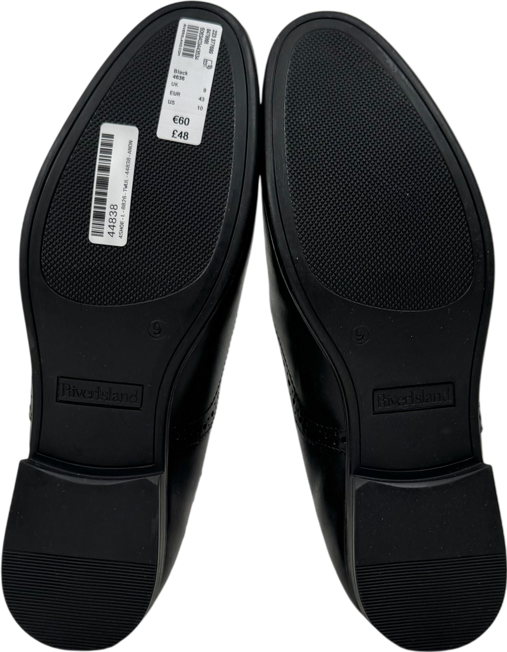 River Island Black Leather Brogue Shoes UK 9 EU 43 👞