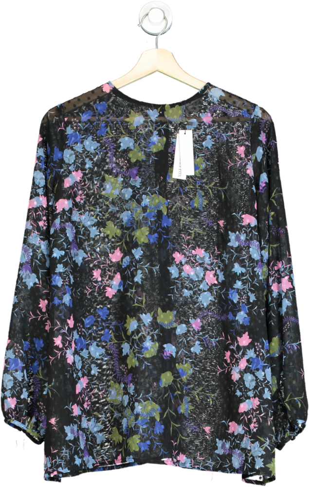 Bella Singleton Black Floral Print Blouse S