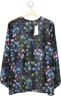 Bella Singleton Black Floral Print Blouse S