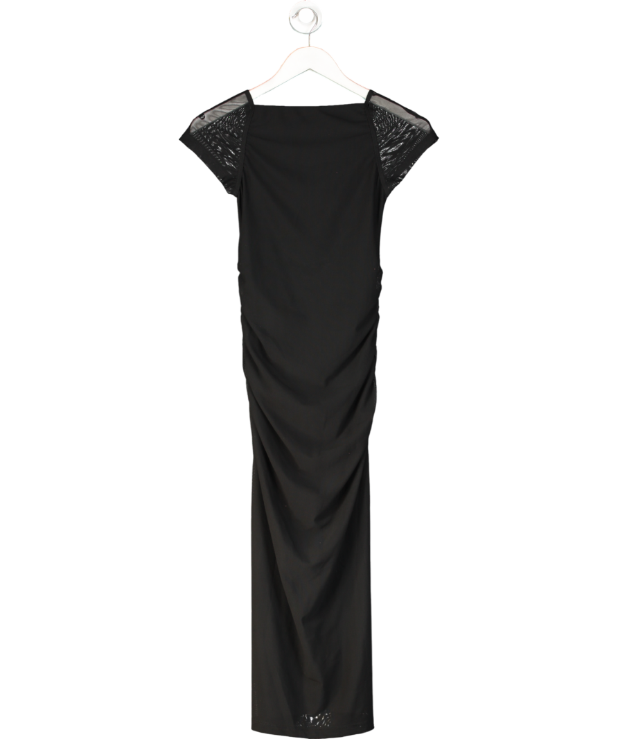 Rouje Black Mesh Short-sleeve Midi Dress Fr36 UK 8