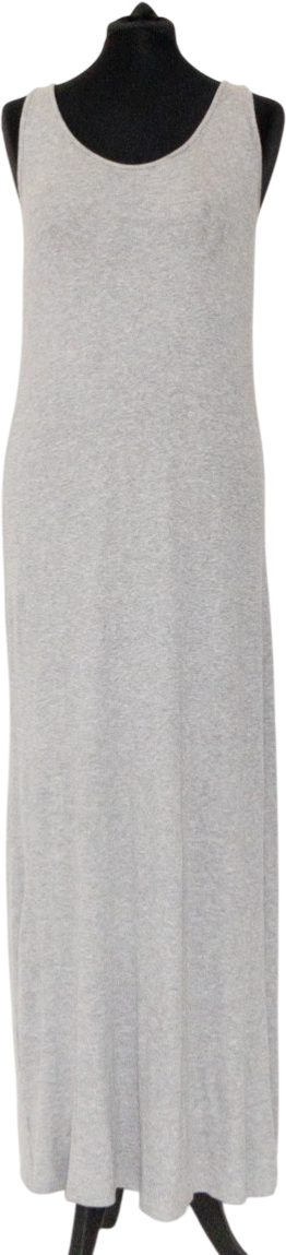 THE WHITE COMPANY Grey Ribbed Double Layer Tank Maxi Lounge Dress UK 16