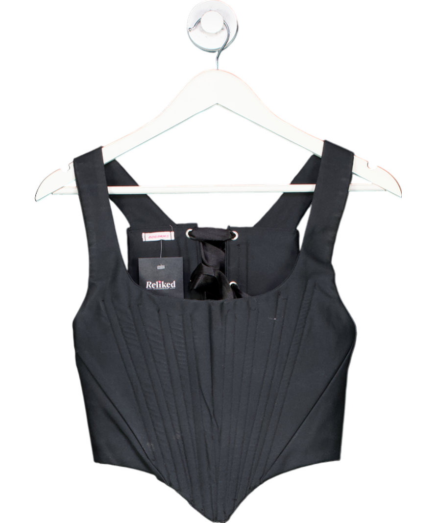 bdgrams Black Lace-up Corset Top UK XS/S