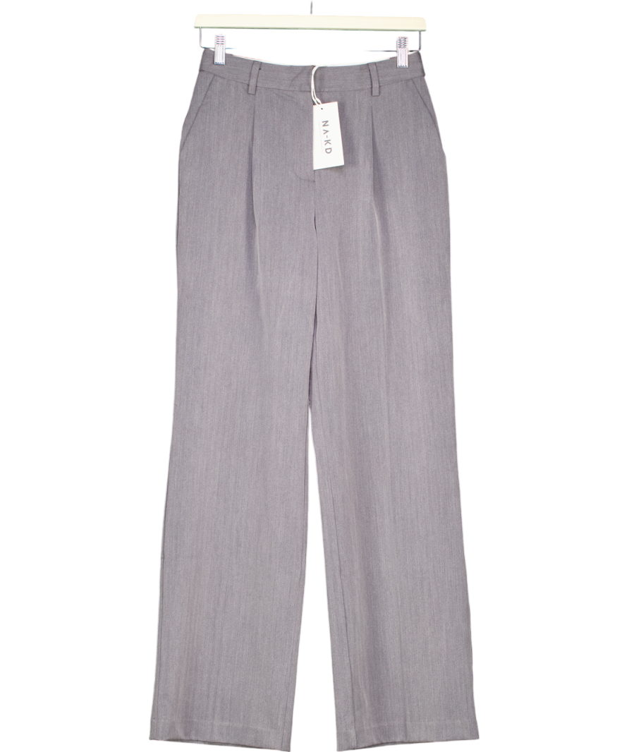 NA-KD Heavy Low Waist Suit Pants Grey UK 8