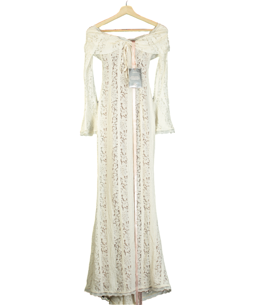 House of CBBelle cream Vintage Floral Lace Off-shoulder Maxi Dress UK XS