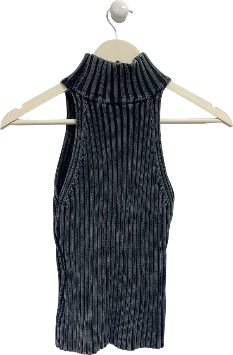 Cider Black Ribbed Sleeveless Top XS