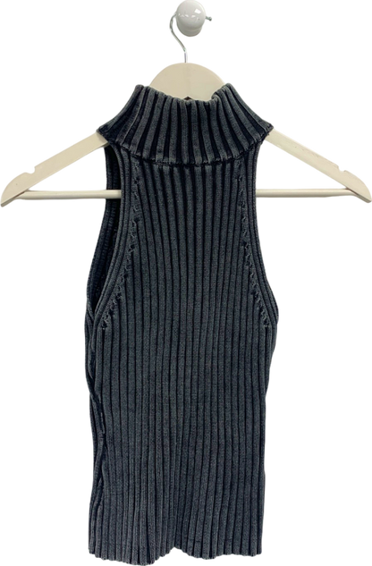 Cider Black Ribbed Sleeveless Top XS