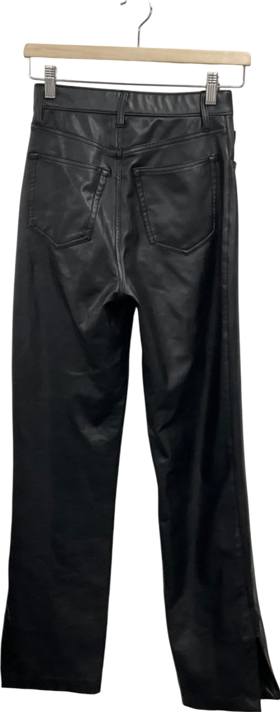 Abercrombie & Fitch Black 90s Straight Ultra High Rise Vegan Leather Trousers W25