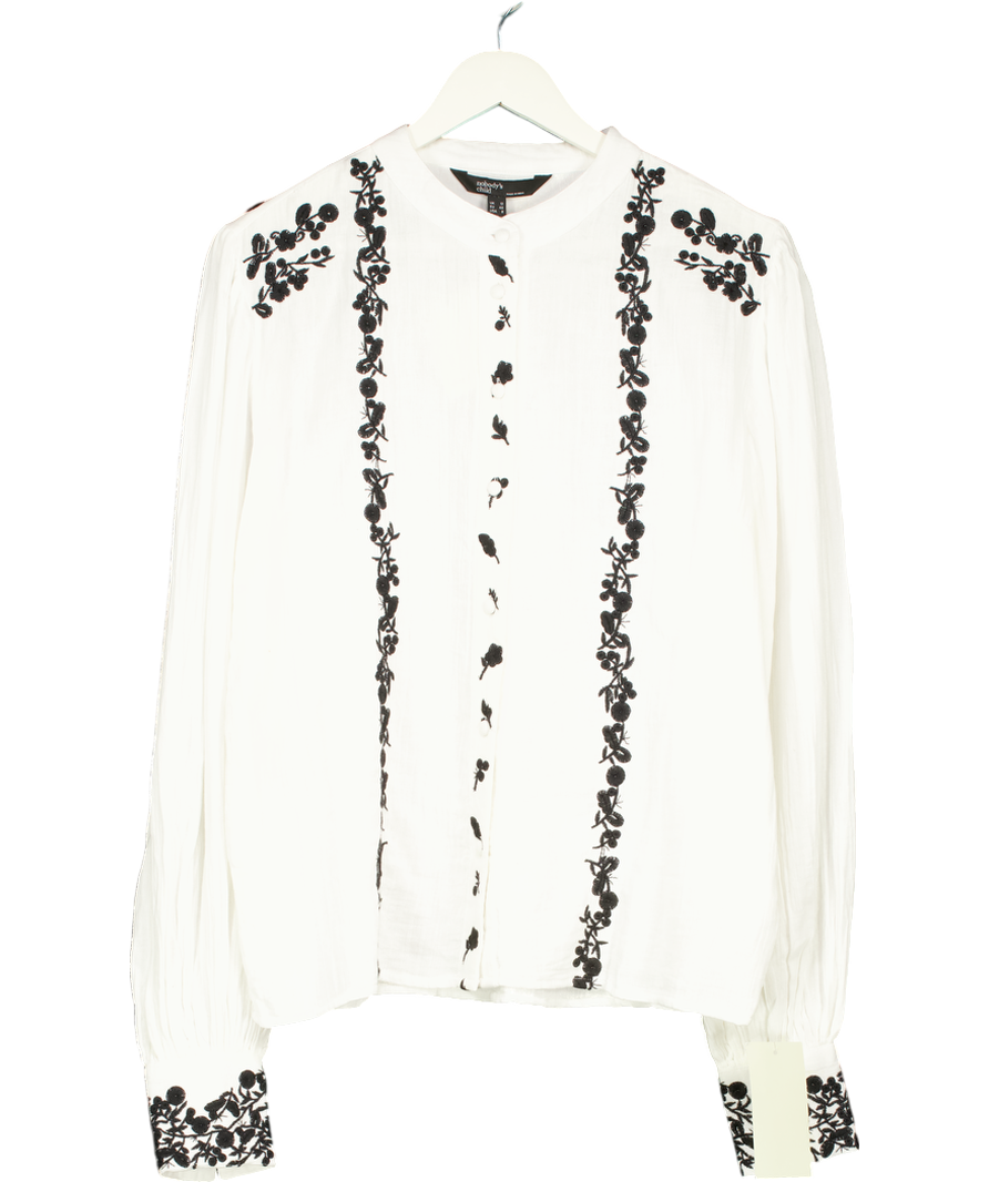 Nobody's Child White Wynter Embroidered Blouse UK 12