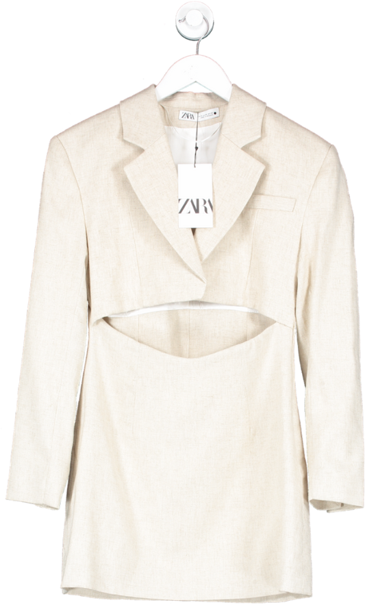 ZARA Beige Cut Out Blazer Dress UK M