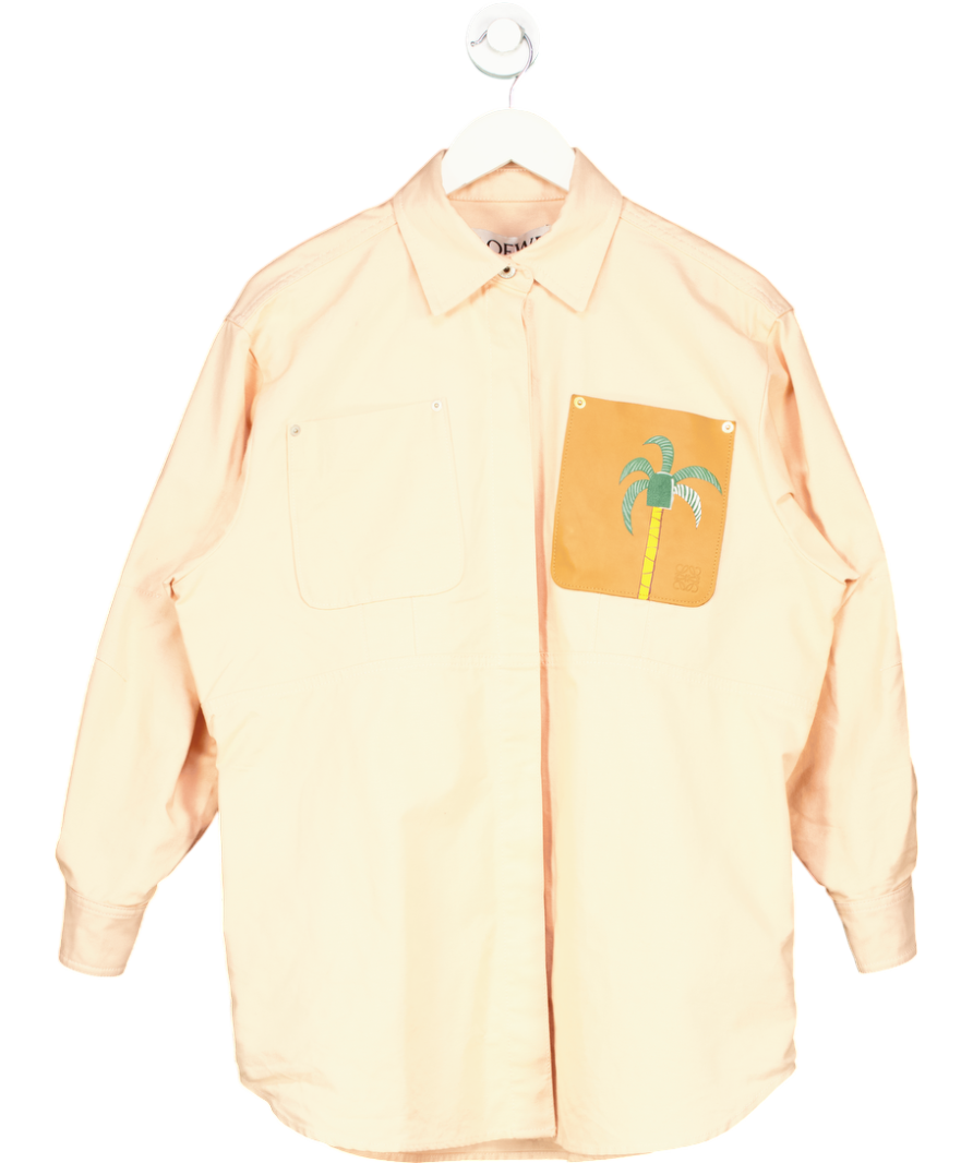 Loewe Pink X Ken Price La Palme Denim Leather Logo Patch Overshirt UK 6