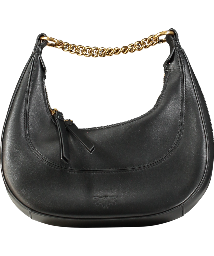 Pinko Black Love Birds Shoulder Bag  with gold hardware
