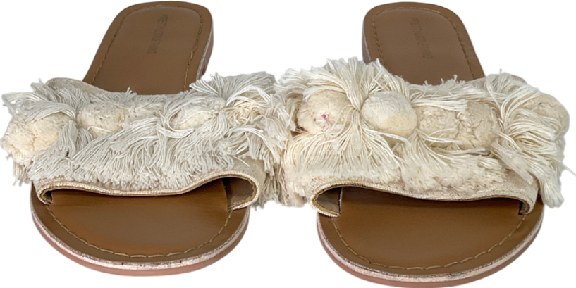 PrettyLittleThing Cream Tassel Sandals UK 4 EU 37 👠