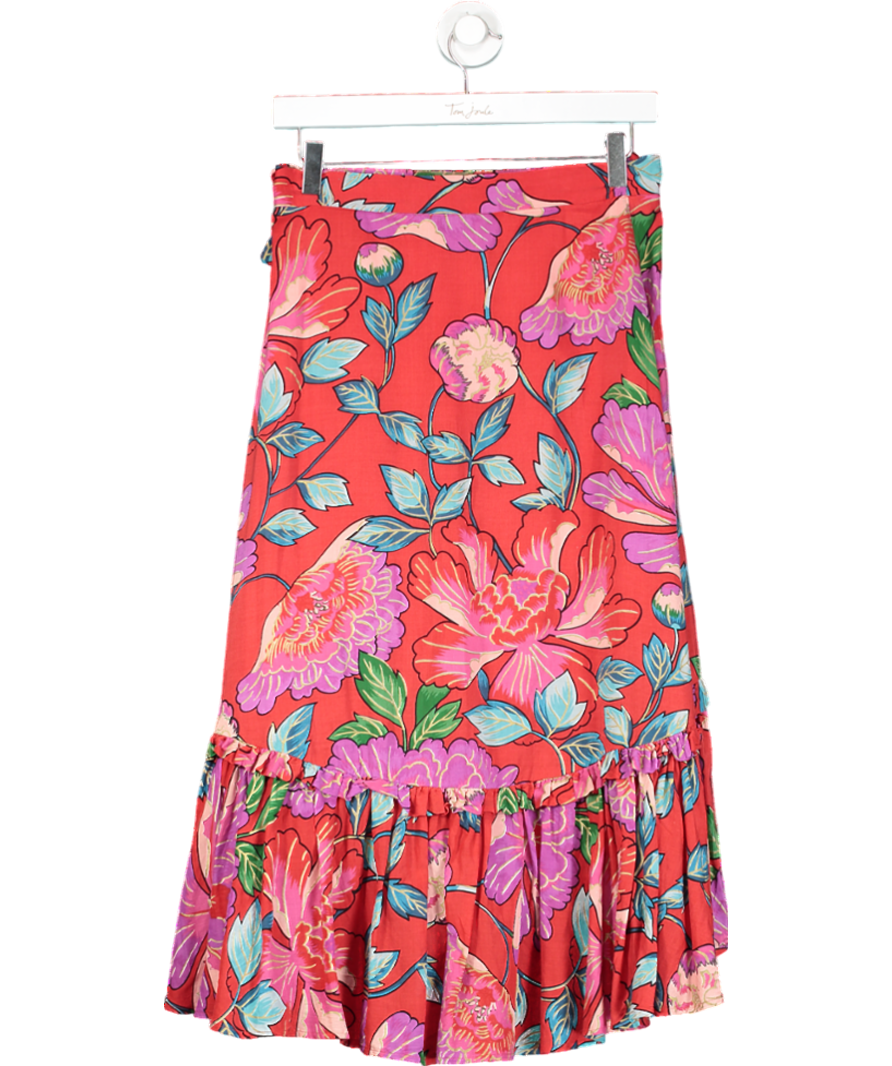 & Other Stories Red Floral Wrap Midi Skirt UK 8