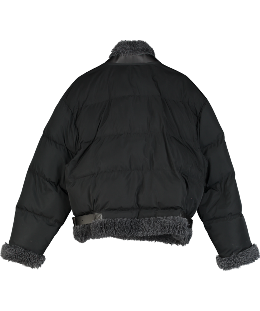 Zilver Black Flower Power Puffer Jacket UK M