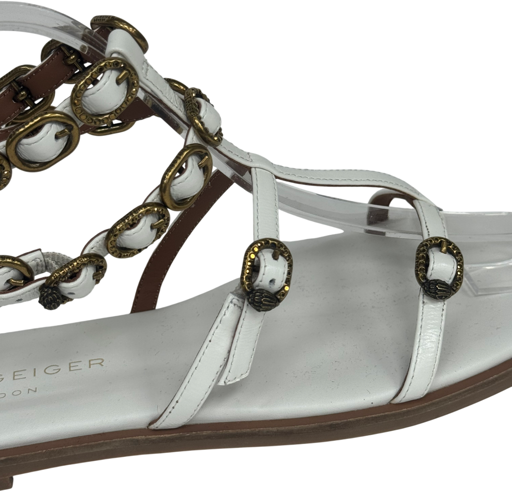 Kurt Geiger White Regent Flat Gladiator Sandal UK 6 EU 39 👠