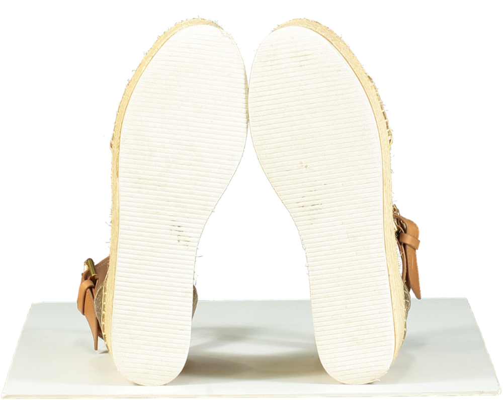 See By Chloé Gold Espadrille Wedge Sandals Size UK 6 EU 39