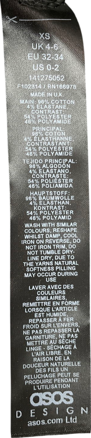 ASOS Black Mock Neck Fitted Top With Taffeta Puff Cuffs UK XS