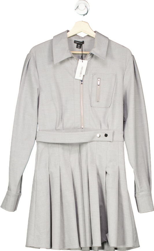 Karen Millen Grey Pleated Shirt Dress UK 10