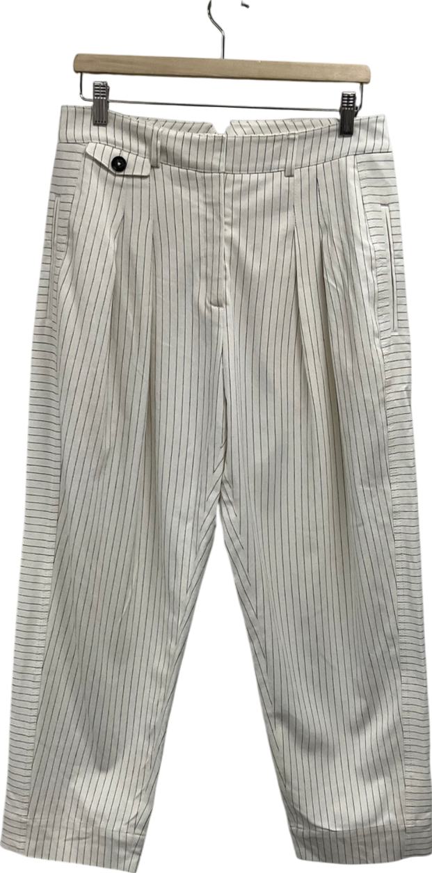 ME+EM White Pinstriped Pleated Trousers UK 12