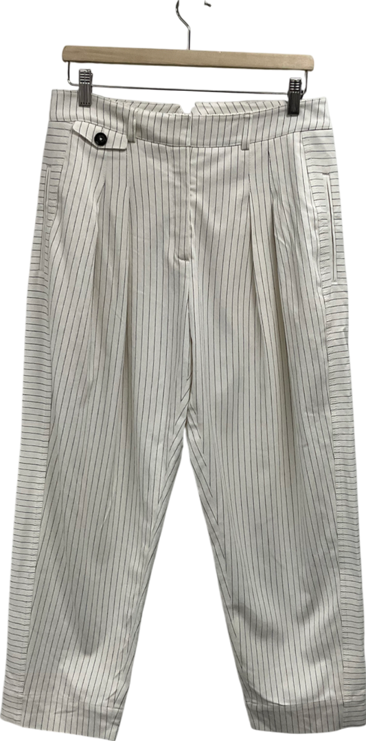 ME+EM White Pinstriped Pleated Trousers UK 12