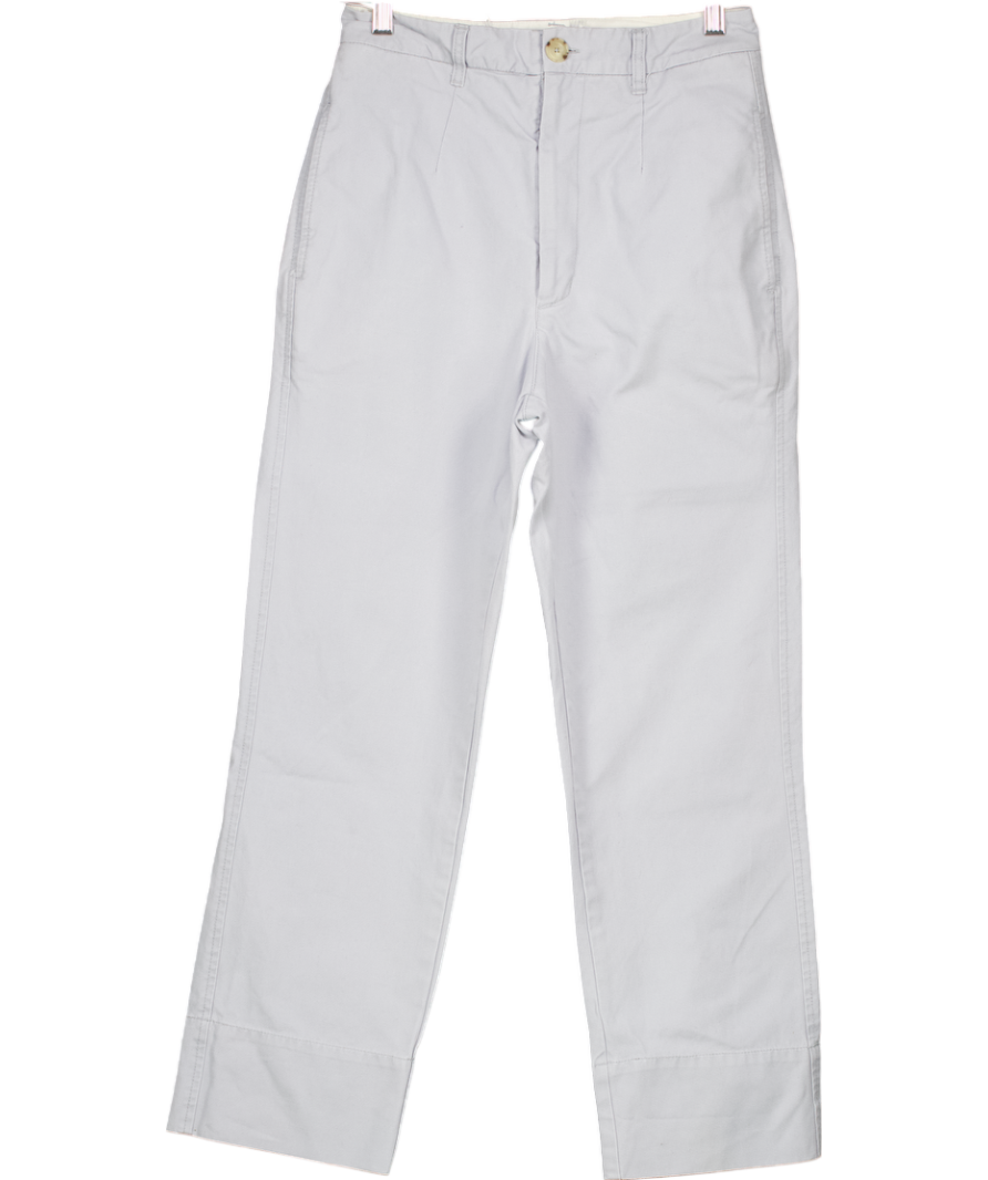 Bassike Blue Straight Leg Cotton Trousers UK 6