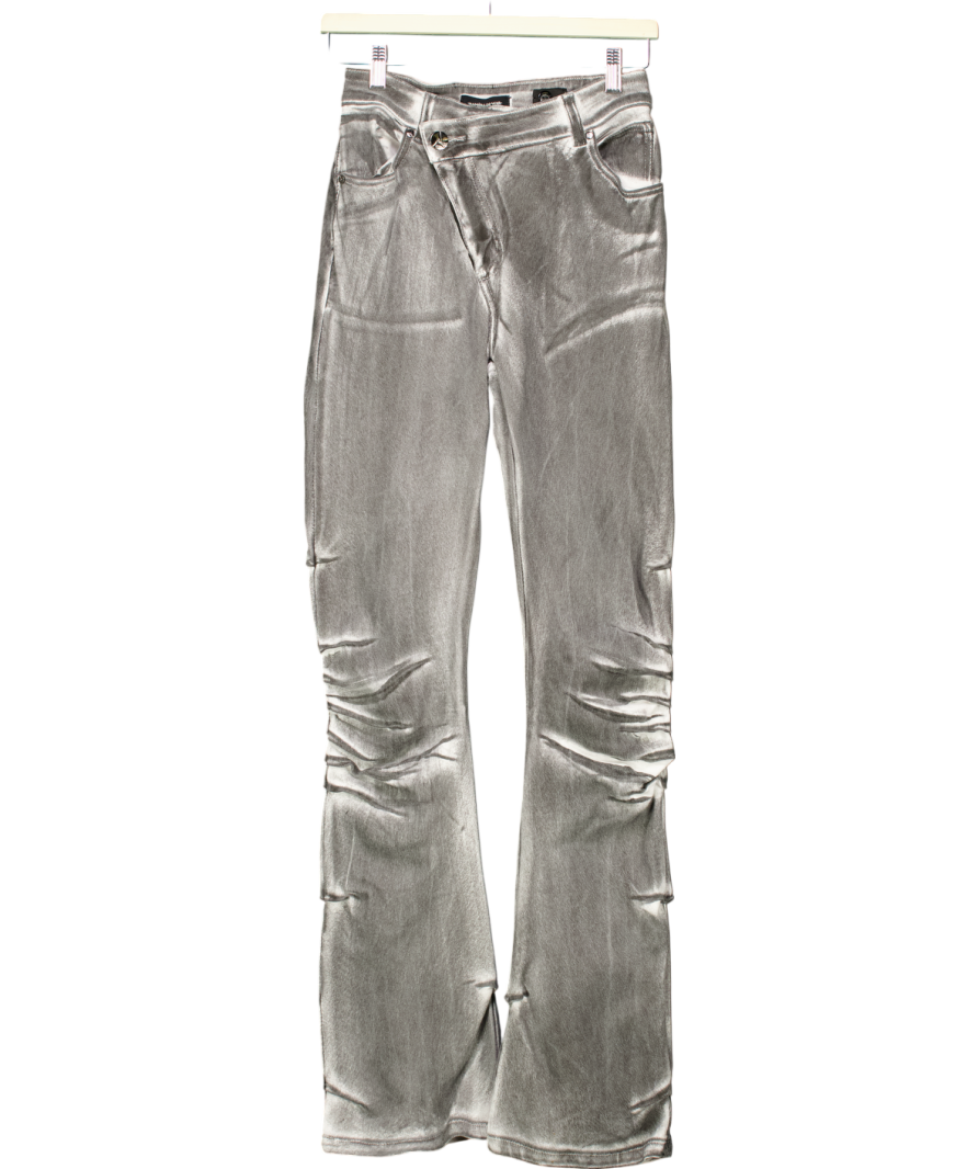 maniere de voir Grey Oil Print Tacked Fit And Flare Jeans UK 8