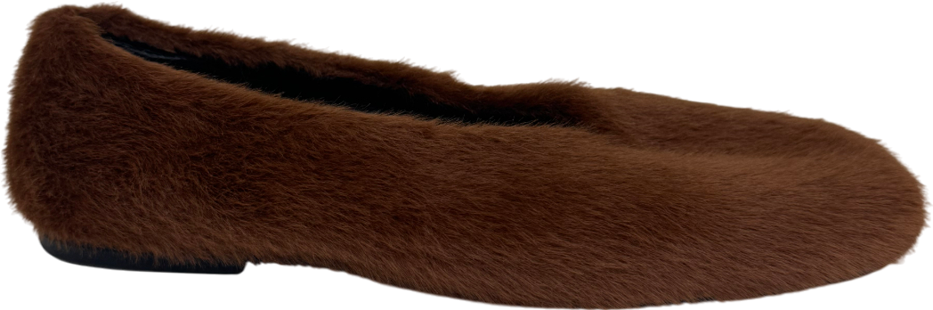 Coosh Brown Fur Ballet Flats Roxy UK 5 EU 38 👠