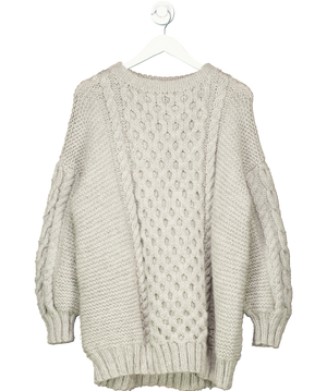I Love Mr. Mittens Hand Made Grey Chunky Cable Knit Sweater UK M/L