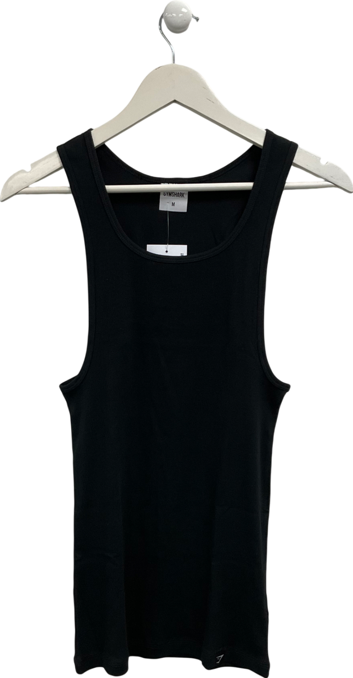 gymshark Black Ribbed Tank Top UK M
