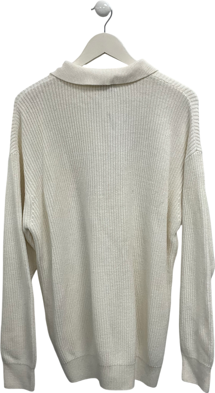 Topman White Knitted Collared Sweater UK L